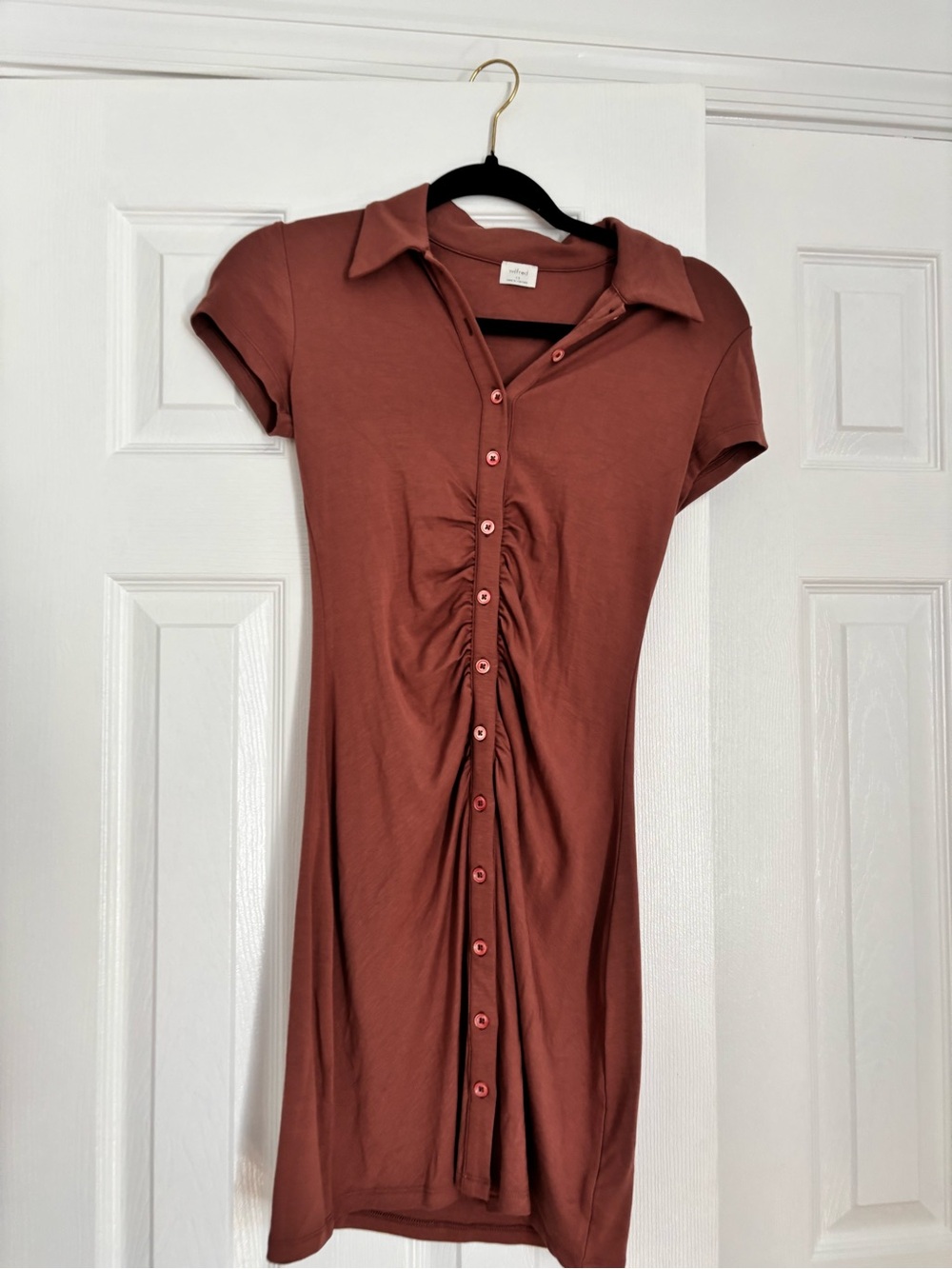 Wilfred Rust-Pink Polo Button Top